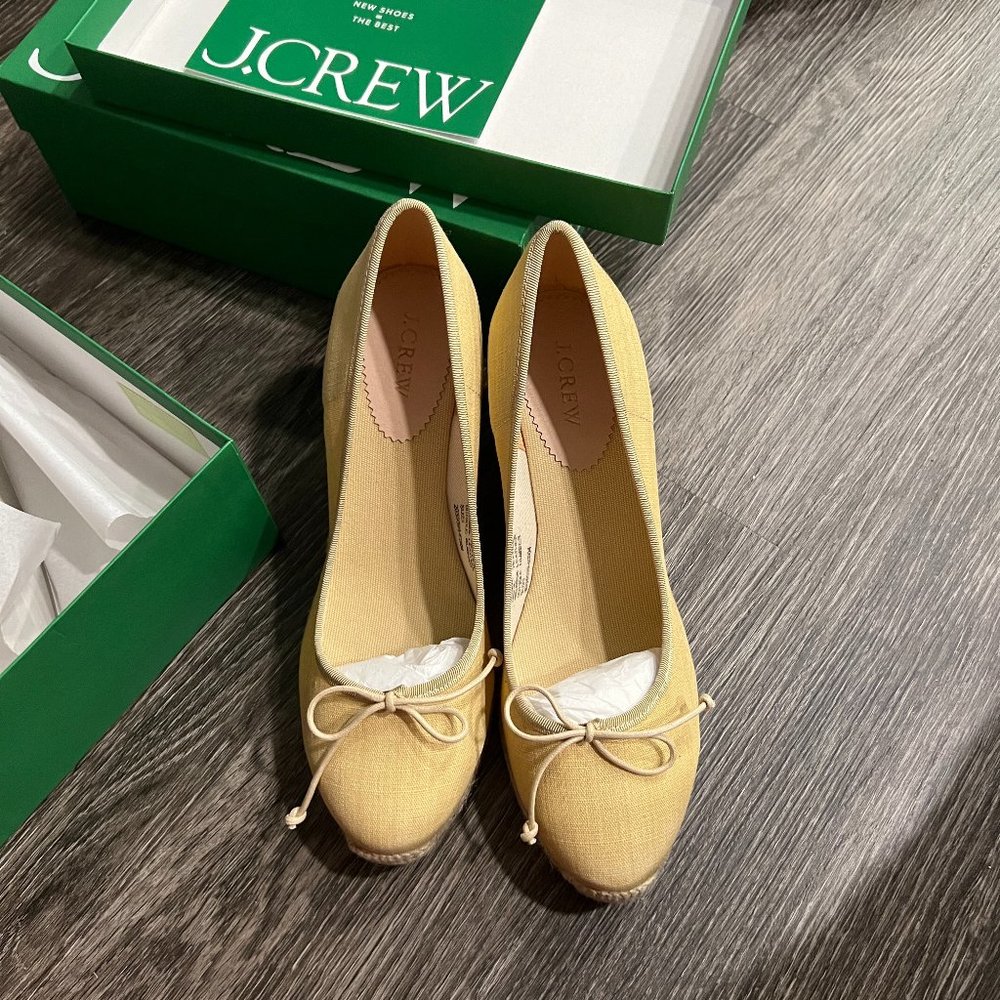 JCREW NWT Side 12 Tan Seville made-in-Spain espadrille wedges